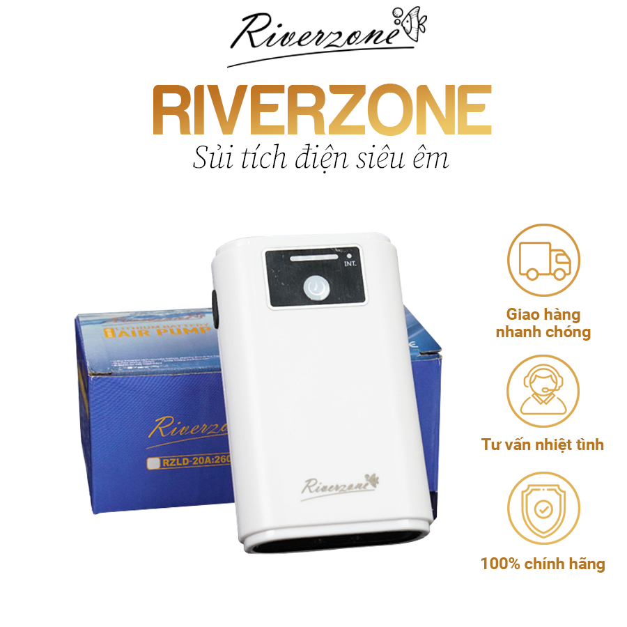 Máy sủi oxy tích điện siêu êm RIVERZONE sử dụng pin dung lượng cao (Chưa kèm đá sủi và dây oxy)