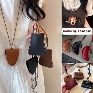 Vòng cổ da đa chức năng kẹp kính mắt Her Accessorie, dây đeo cổ dạng túi mini đựng xu phụ kiện thời trang