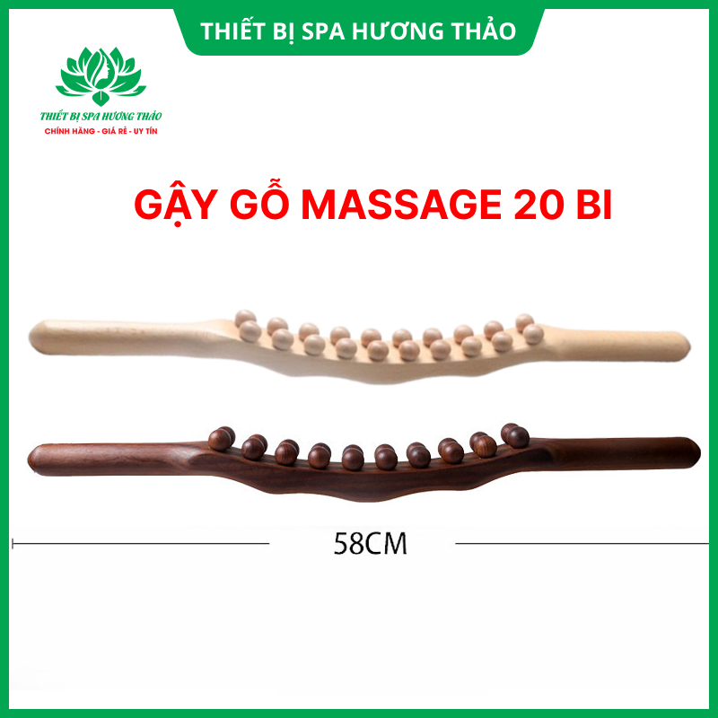 Gậy Gỗ Massage Đa Năng Đánh Tan Mỡ Bụng, Giảm Béo, Đả Thông Kinh Lạc 20 Bi