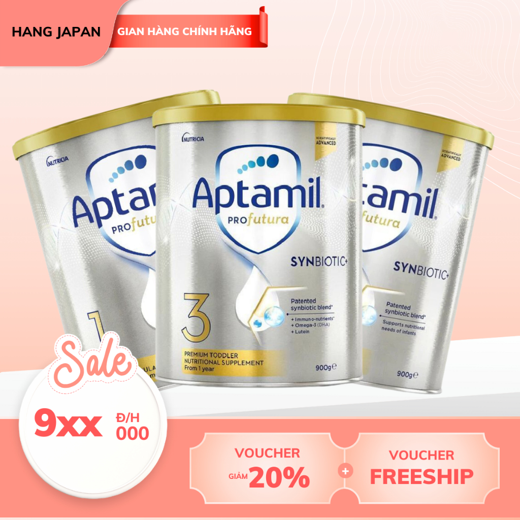 Sữa bột Aptamil Synbiotics Úc cho bé từ sơ sinh trở lên hộp 900g - Hàng ÚC ( mẫu mới)