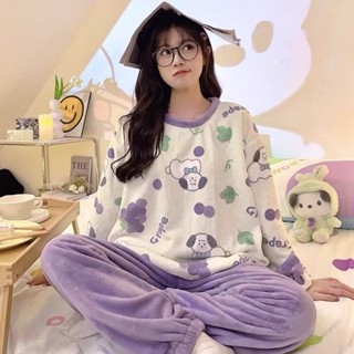 [MỚI] Đồ bộ ngủ dễ thương, pijama, quần áo mặc nhà, đầm ngủ nỉ bông nhung lông dài tay giữ nhiệt mùa thu đông xuânQA05.2