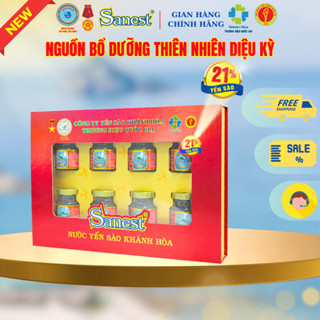  NEW [ Hộp quà tặng 8 lọ] Nước Yến sào Khánh Hòa Sanest 21% - Có đường