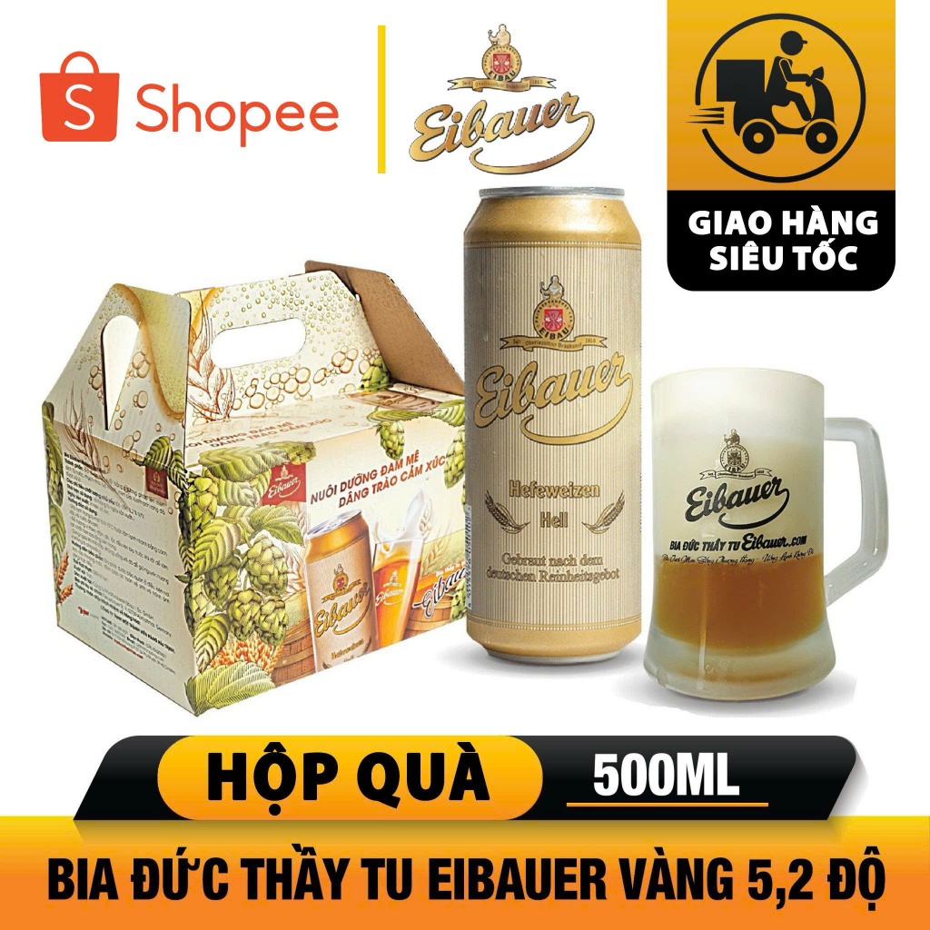 [SINCE 1810] Hộp Quà Tết - Thùng Đức Thầy Tu Eibauer Vàng 5.2 Độ - Lên Men Tự Nhiên, Nhập Khẩu Chính Hãng