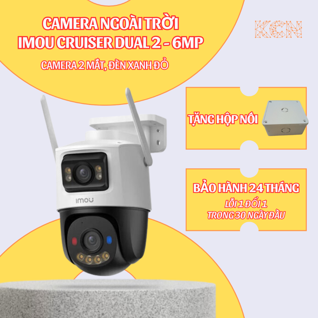 Camera Wifi iMOU Cruiser Dual 2 6MP 2 Ống kính, có màu đêm, đàm thoại 2 chiều, chống bụi chống nước