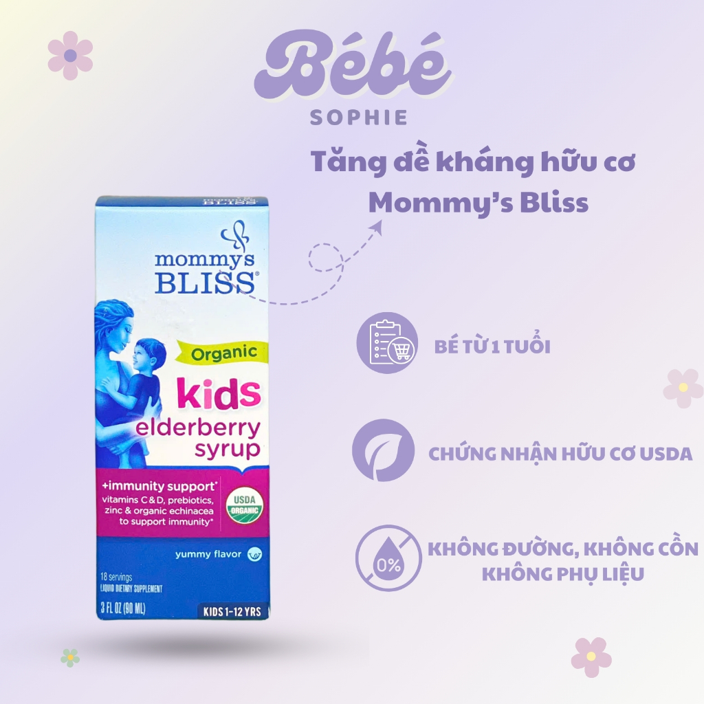 Siro tăng đề kháng hữu cơ Mommy's Bliss Kid cho bé từ 1 tuổi -  ́    (DATE 6/2025) | Bebe Sophie