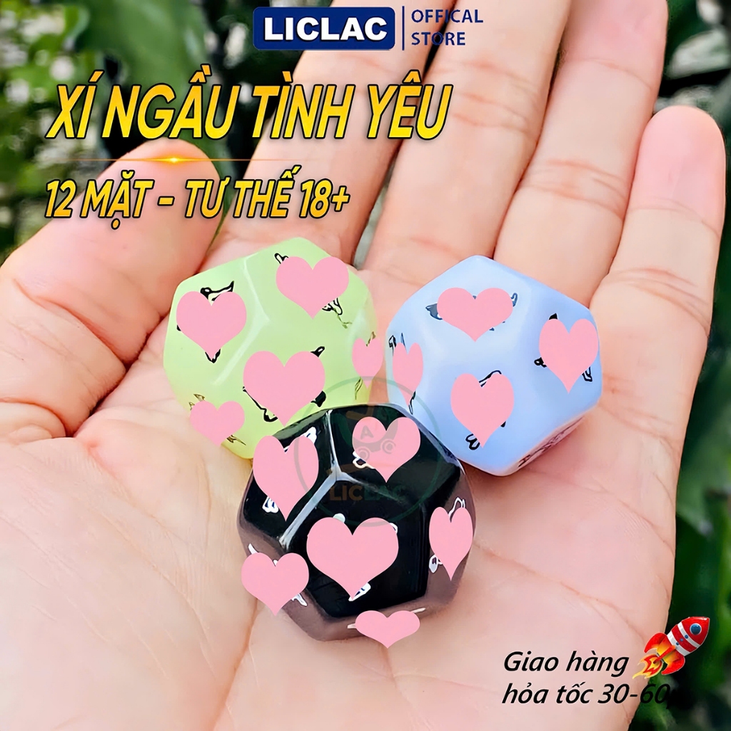 Xúc xắc xí ngầu Tình Yêu 12 mặt Tư Thế 18 giúp cặp đôi hâm nóng cuộc yêu - Couple Game XN-12M-18