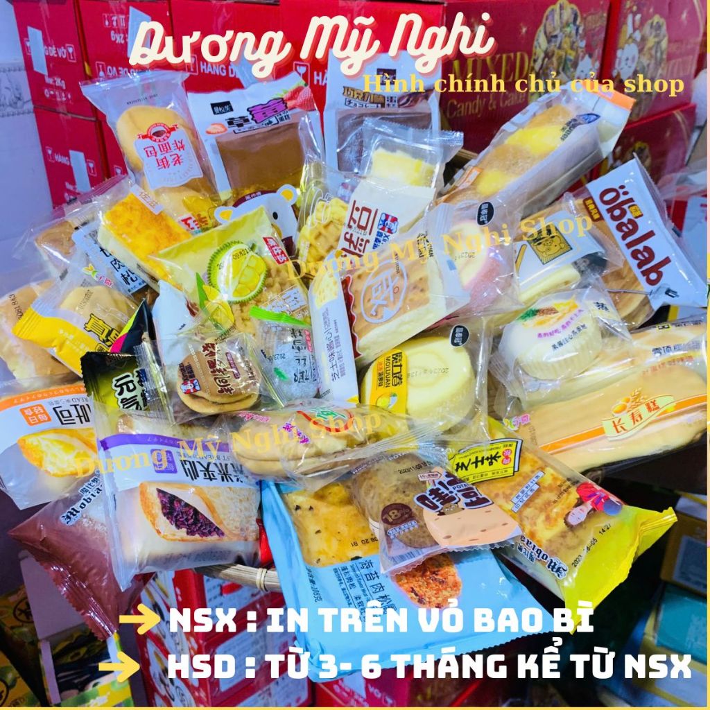 Bánh mix vị Đài Loan thùng 2kg nhiều vị đa dạng DMN House, bánh bông lan đủ loại thơm ngon cao cấp H871