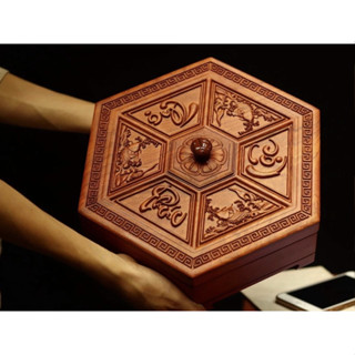  Hộp Đựng Bánh Kẹo Mứt Gỗ Hương Nam Phi - Chạm Phúc Lộc Thọ 