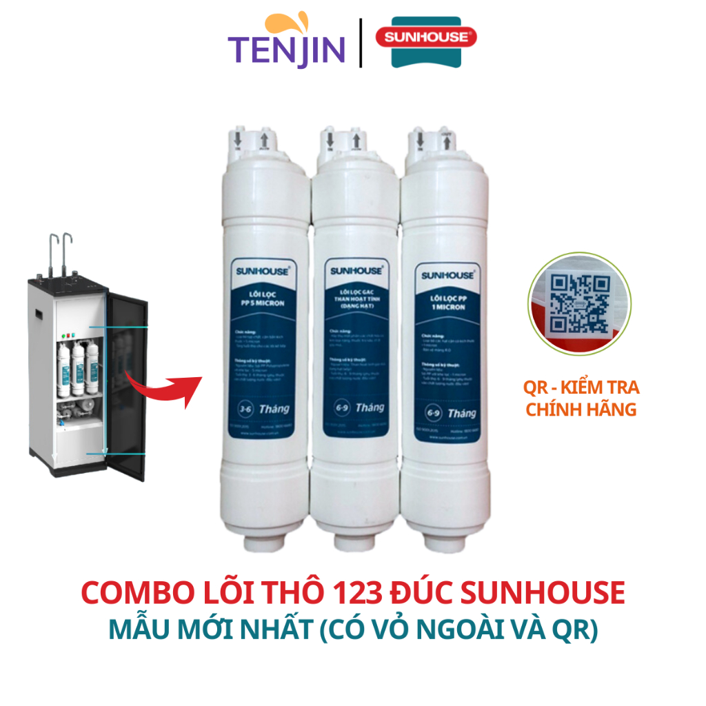 Combo 3 Lõi Lọc Thô Đúc Sunhouse Dòng Cắm Nhanh Dùng Cho Model SHA76214CK-S, SHA76215CK., SHA76620KL, SHA8201KV..