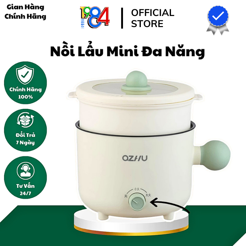 Nồi lẩu điện đa năng mini dung tích 1,8L nồi lẩu mini đa năng kèm khay hấp chống dính
