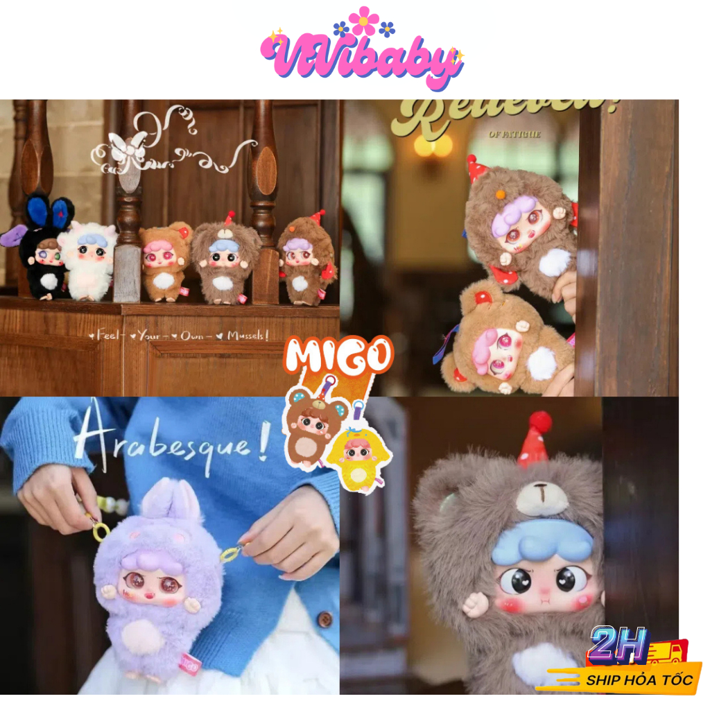 Full Box Migo V2 Gấu Bông Migo Migo Forest Party Animal Party Series Manchao Hot Trend Móc Khóa - Đồ