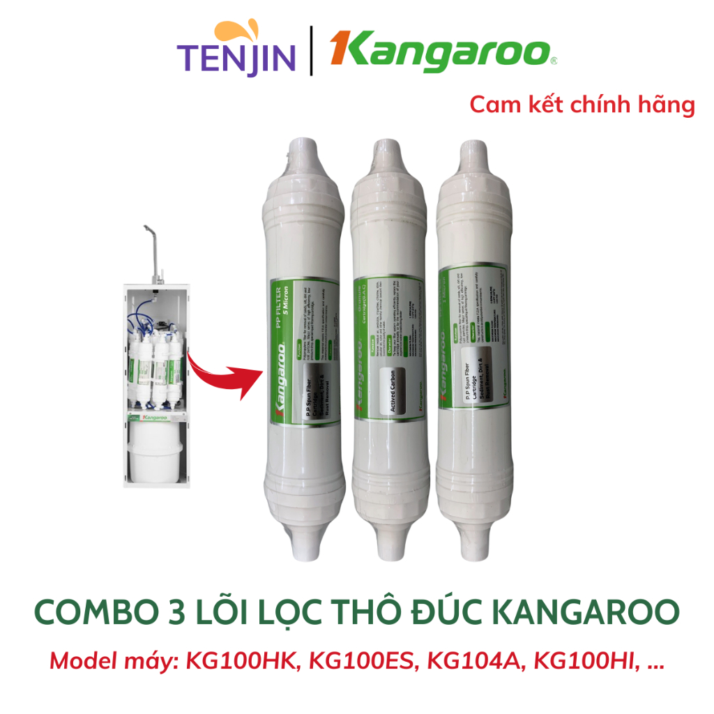 Combo Lõi Lọc Nước 123 HK Kangaroo Đúc Dùng Cho Model KG100HK, KA10A4, KG10A5, KG100ES, KG100ES1, KG100EO, KG61A3...