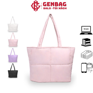  Túi tote phao GENBAG túi trần bông đeo vai khóa kéo miệng có ngăn đựng laptop TT12 