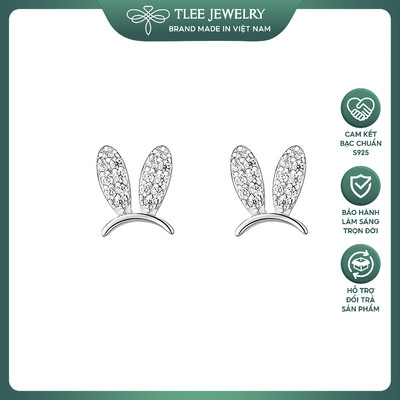 Bông tai bạc nữ TLEE mẫu tai thỏ đính đá đáng yêu TLEE JEWELRY B0341
