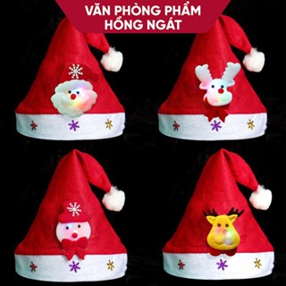  Mũ noel vải mỏng có đèn led phụ kiện trang trí làm quà giáng sinh N055 