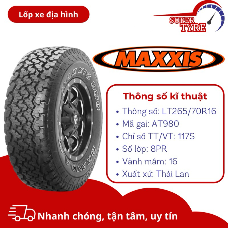 Lốp xe ô tô địa hình MAXXIS 265/70R16 AT980