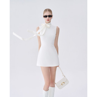  đầm cổ lọ sát nách kèm nơ rời - Ivy mini dress - RED BEAN 