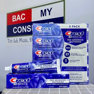MẪU MỚI - Kem đánh răng Crest 3D White PRO 100% Advanced triple whitening 147g