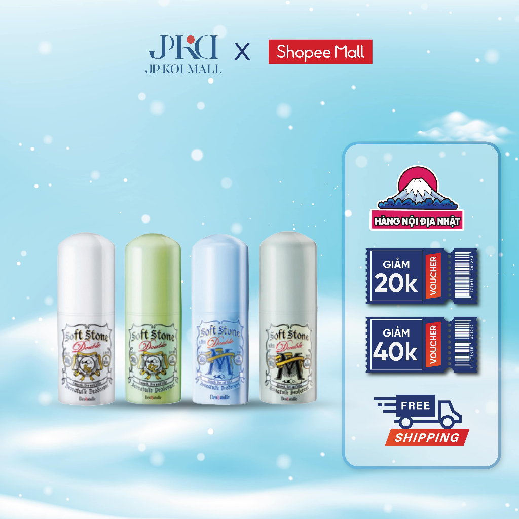 Lăn Nách Đá Khoáng Khử Mùi Soft Stone Deonatulle Nhật Bản 20G Ngăn Mồ Hôi, Làm Sáng Da Dùng Cho Mọi Loại Da