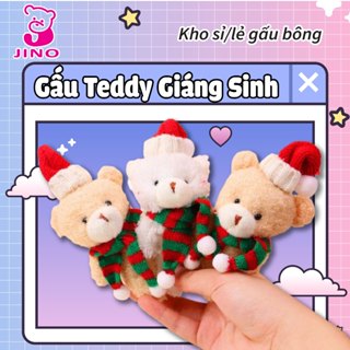  Gấu bông Teddy Giáng Sinh đội mũ len đeo khăn quàng cổ. Quà tặng noel ý nghĩa 