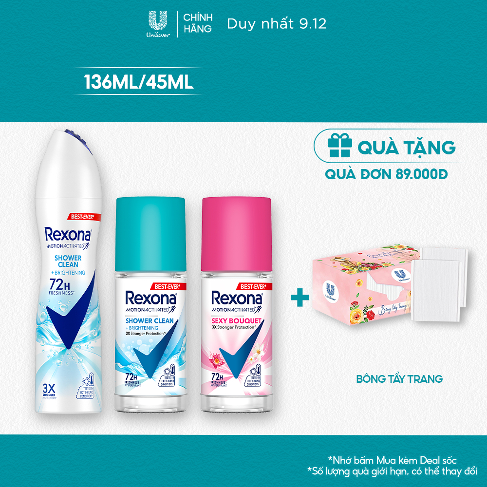 Xịt/Lăn Khử Mùi Rexona 72H Khô Thoáng Dành Cho Nữ 135/45Ml