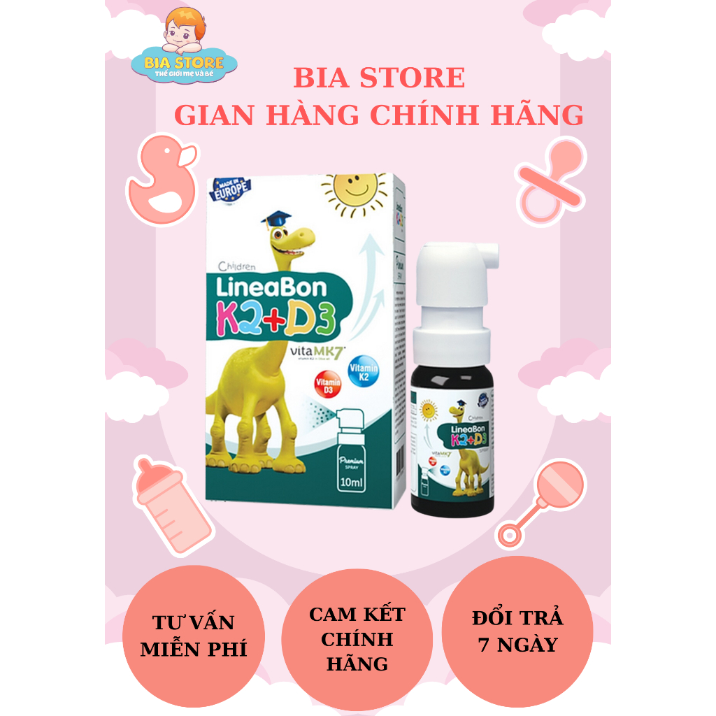 Vitamin D3K2 LineaBon Xịt 10ML Mới - Tiện Lợi Cho Bé