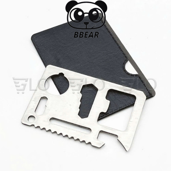 Tấm Thép Đa Năng Không Gỉ Mini 11 Công Dụng Treo Móc Khóa, Dụng Cụ Sinh Tồn Dao Đi Phượt Sửa Chữa Mở Vặn Ốc Vít Khui Nắp
