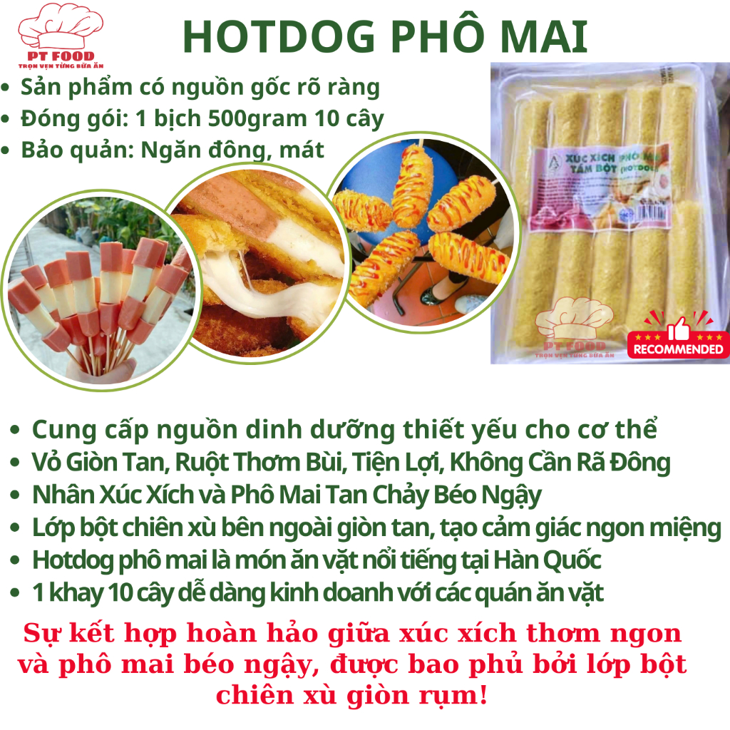 55k 500g Hotdog phô mai, xúc xích phô mai [Giao Hỏa Tốc HCM]