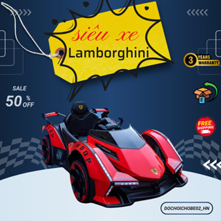 (freeship)Xe ô tô điện trẻ em, Xe đua Lamborghini cho bé 9588 có nhạc đèn với 2 chế độ tự lái và điều khiển từ xa.......