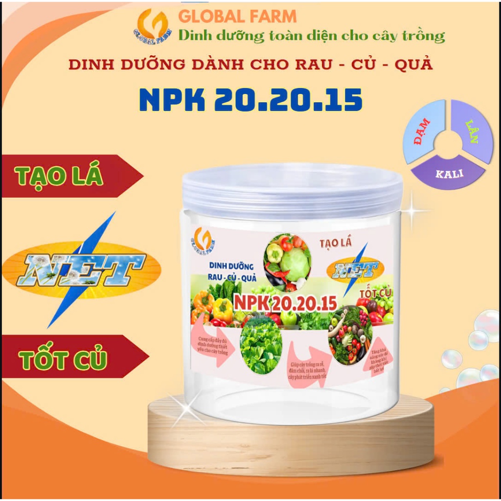 NET - Phân bón NPK 20.20.15 dành cho Rau, Củ, Quả