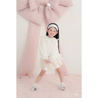 [ HEHEHIHI ] Set áo khoác + chân váy " Bubble " màu trắng cho bé gái - V132
