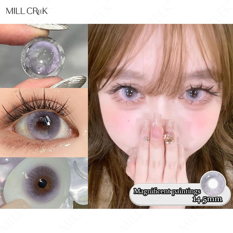Kính áp tròng Mill Creek Lens Màu tím 14.5MM Đường kính lớn Magnificent paintings 6-12 tháng