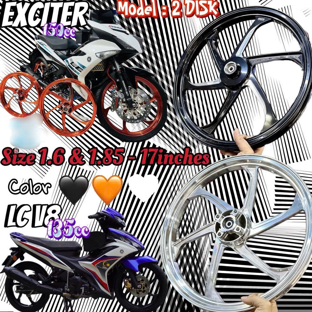 VÀNH MÂM ĐÚC CNC KEZH XE MÁY EX150 / EX155 / EX135 (5S) / YAZ 125 ( MẪU YAZ RACING) tproracing_motor