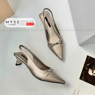 Giày nữ MYSS mũi nhọn phối khóa quai sau gót dẹp 4.5cm cao cấp - CG332