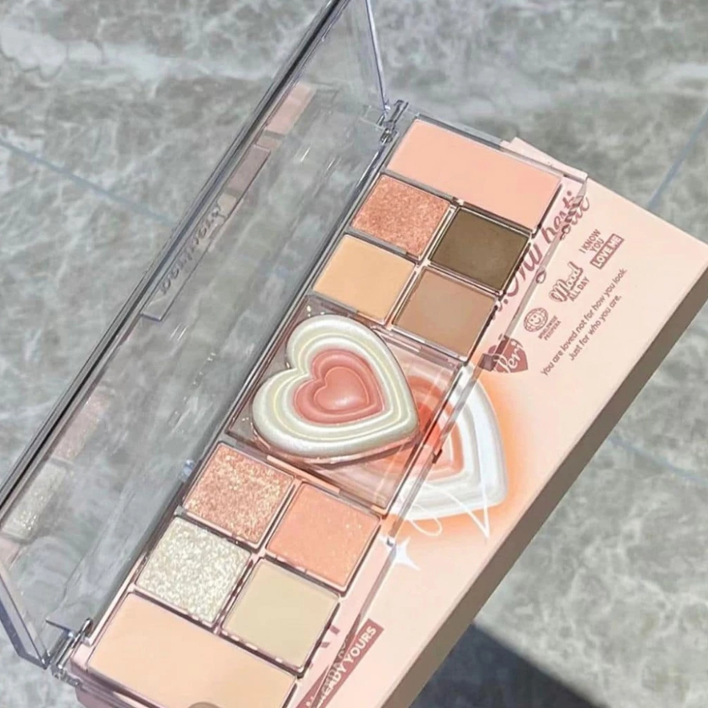 Bảng Phấn PERIPERA All Take Mood Like Palette tông màu trendy dễ dùng bao gồm phấn má và phấn highlight