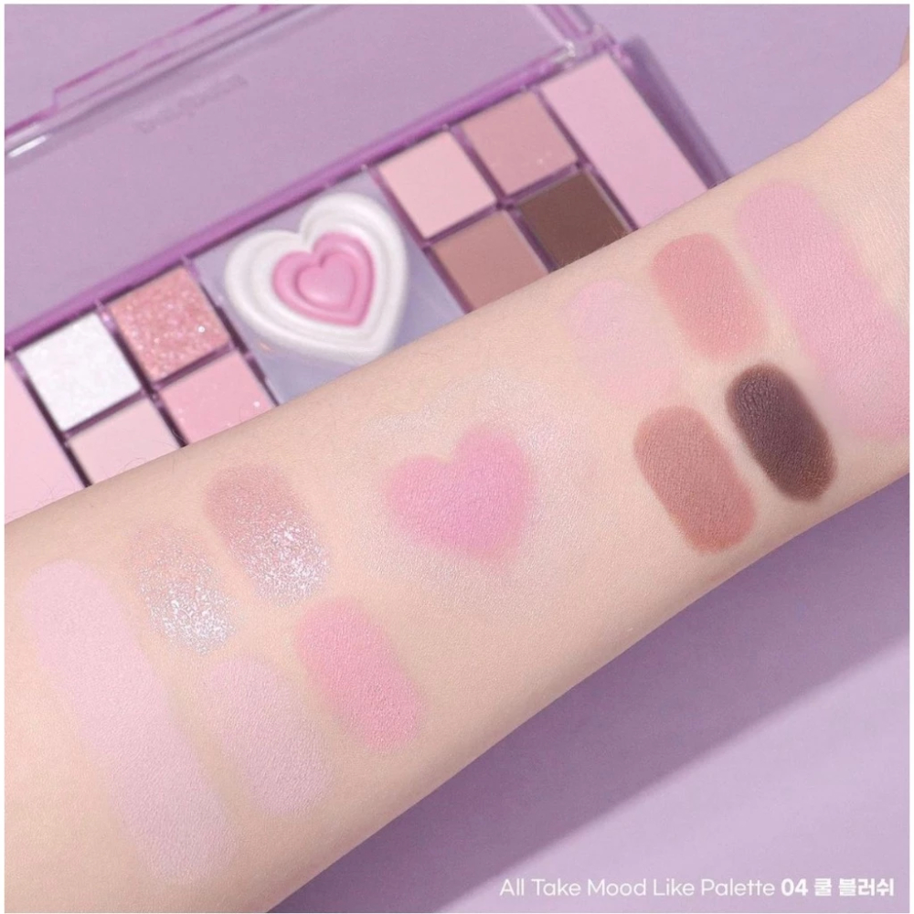 Bảng Phấn PERIPERA All Take Mood Like Palette tông màu trendy dễ dùng bao gồm phấn má và phấn highlight