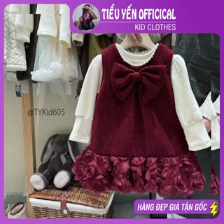Quần áo trẻ em, Váy dạ đỏ bé gái mặc Noel - Tết kèm áo nỉ bên trong cho bé 8 -23kg V605 | Tiểu Yến KID