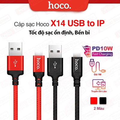 Cáp sạc nhanh siêu bền PD10W USB to IP Hoco X14 / X89 dùng cho 14 trở xuống, hỗ trợ truyền dữ liệu,dài 1m/2m