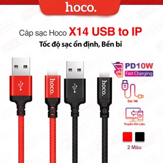Cáp sạc nhanh siêu bền PD10W Hoco X14 USB to IP dùng cho ip6/7/8/X/11/12/13/14 truyền dữ liệu,dài 1m/2m