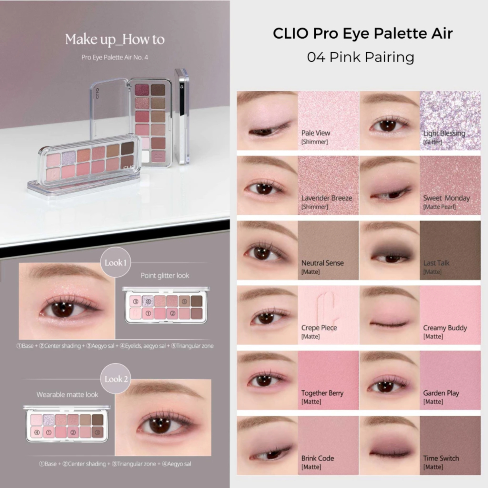 Bảng Phấn Mắt CLIO Pro Eye Palette Đủ Màu Dịu Dàng, Chất Phấn Mịn Chống Trôi Chuyên Dùng Makeup