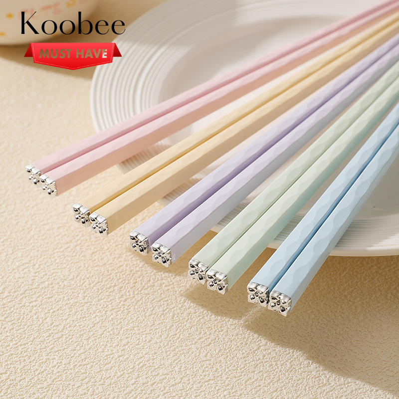 Set 5/10 Đôi Đũa Ăn Cơm Màu Pastel Phối Bạc Sợi Thủy Tinh Cao Cấp – Chống Mốc, Chống Trơn, Chịu Nhiệt | BA16