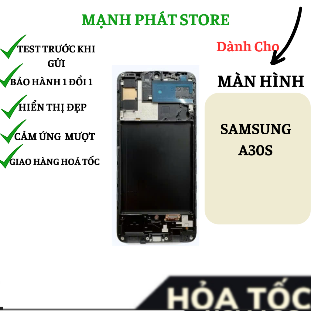 Màn Hình Samsung A30S OLED Liền Khung (TẶNG KÈM KEO VÀ TOOLS SỬA)