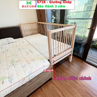 Giường Cho Bé Hatato S718 Mẫu Giường Ghép Cho Bé Thành Cao 60cm Thay Thế Quây Cũi Cho Bé