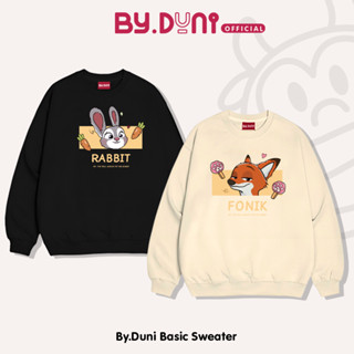  Áo Sweater cặp đôi By.Duni Nam Nữ Form rộng áo khoác tay dài cặp bạn thân unisex Nỉ Bông Cotton In hình THỎ VÀ CÁO 