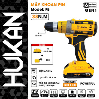 [HUKAN] Máy khoan pin Hukan F8 10mm 2 tốc độ, cò điều tốc,tính năng đảo chiều,motor chổi than,dùng sửa chữa gia đình