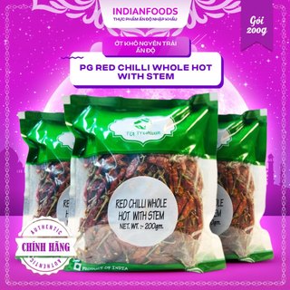 Ớt khô nguyên trái Ấn Độ PG Red Chilli Whole Hot With Stem 200gr