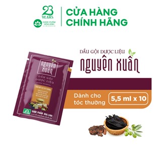  Dầu gội dược liệu Nguyên Xuân nâu dành cho tóc thường - dây 10 gói x 5,5ml 