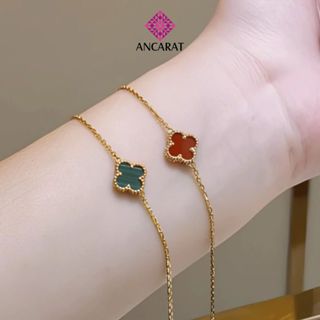  Vòng lắc tay trang sức Ancarat Cỏ 4 Lá  Vàng 18 K  Golden Leaf 9mm nhiều màu sang trọng 