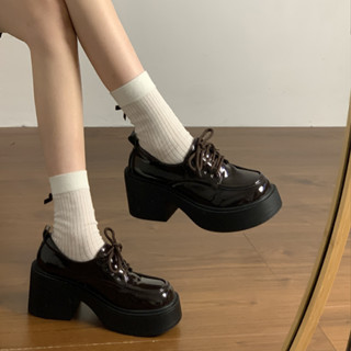 Giày Oxford nữ da bóng cao cấp đế dày cá tính phong cách vintage MR6 Tiemgiaycuato