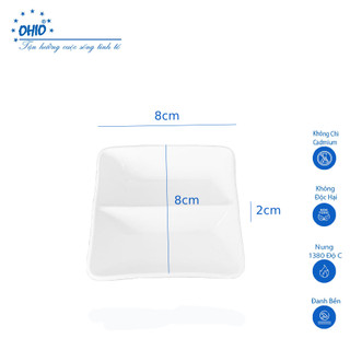 Đĩa 2 Ngăn Sứ Trắng Cao Cấp OHIO. Đĩa Đựng gia vị.